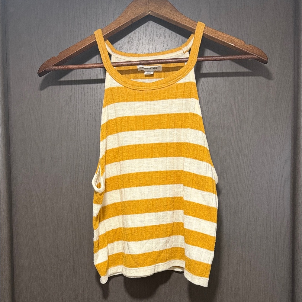 American Eagle Outfitters Yellow and Cream Striped Tank Top
